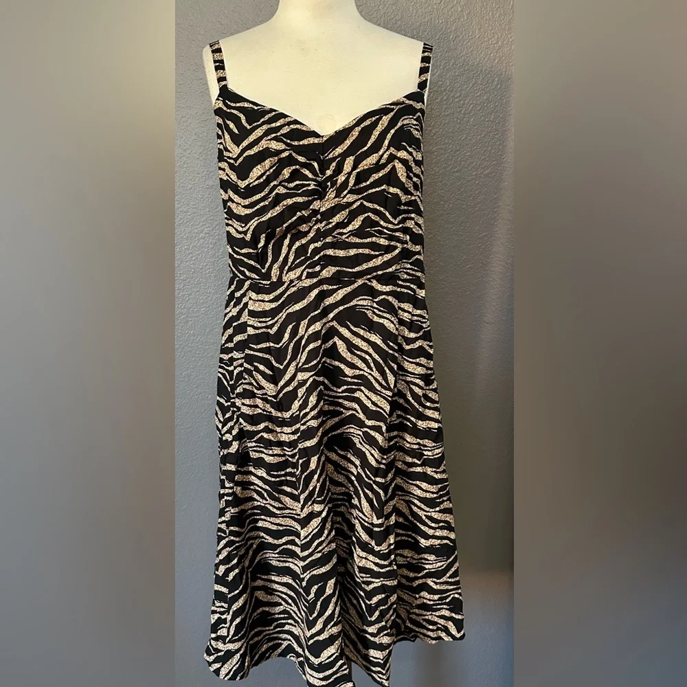 Torrid Womens Black/Brown Striped Mini Challis Skater Dress, Pocket, Plus Size 3 - Picture 3 of 15